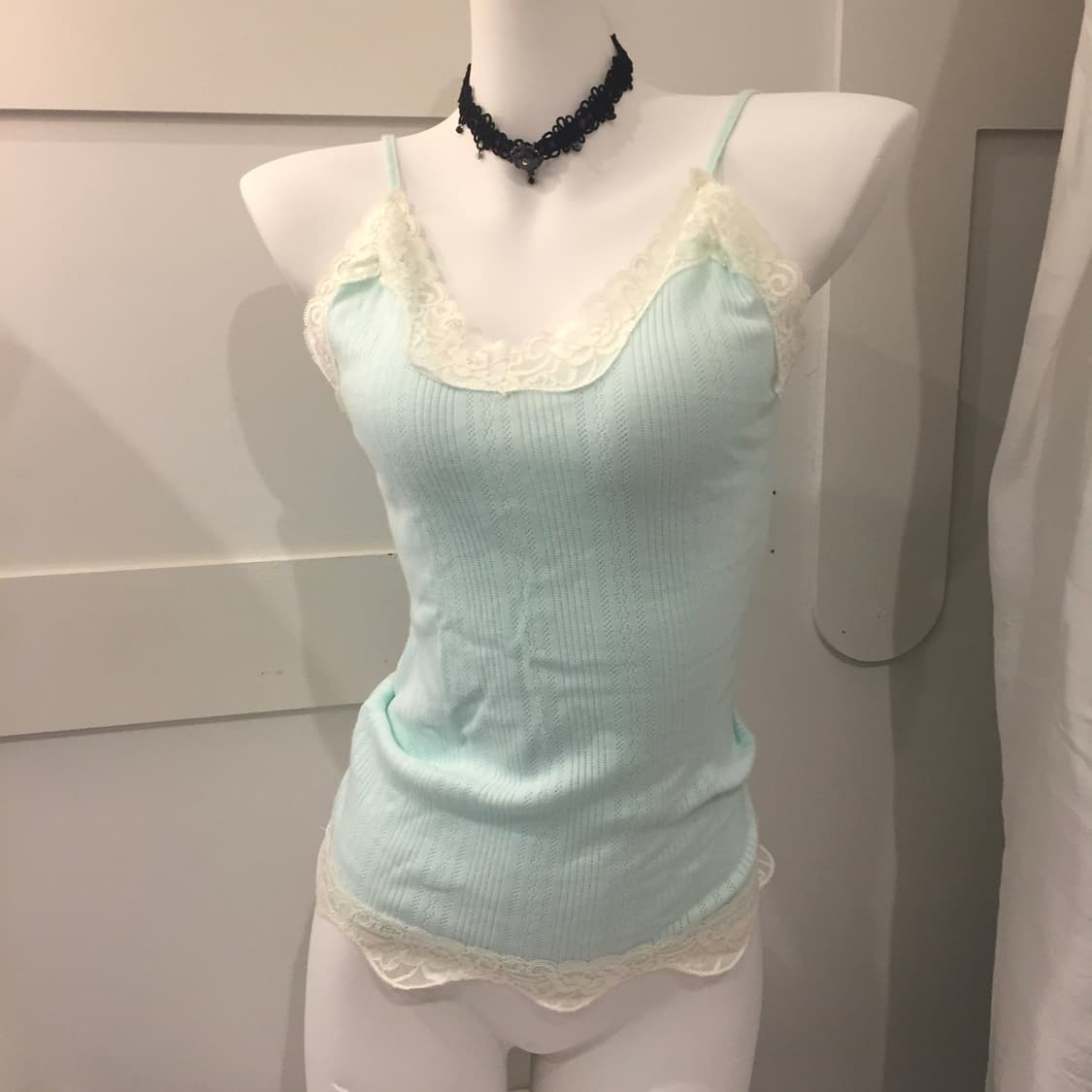 Vintage 히메갸루 괴짜 민트 레이스 펀칭 슬리브리스 상품이미지2