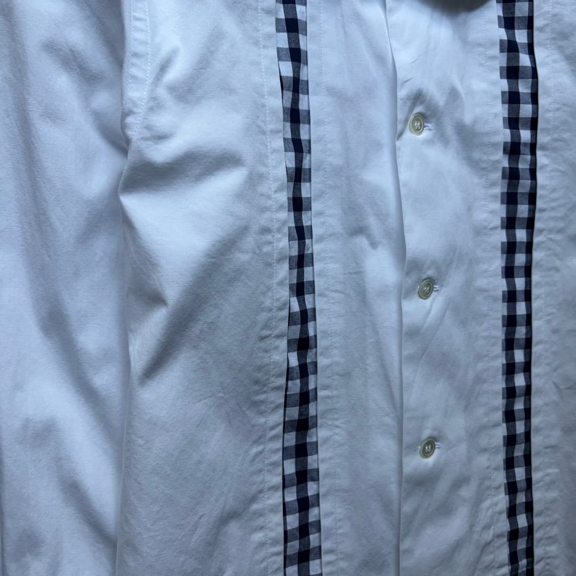 Gingham Check Fabric Block Blouse 상품이미지4