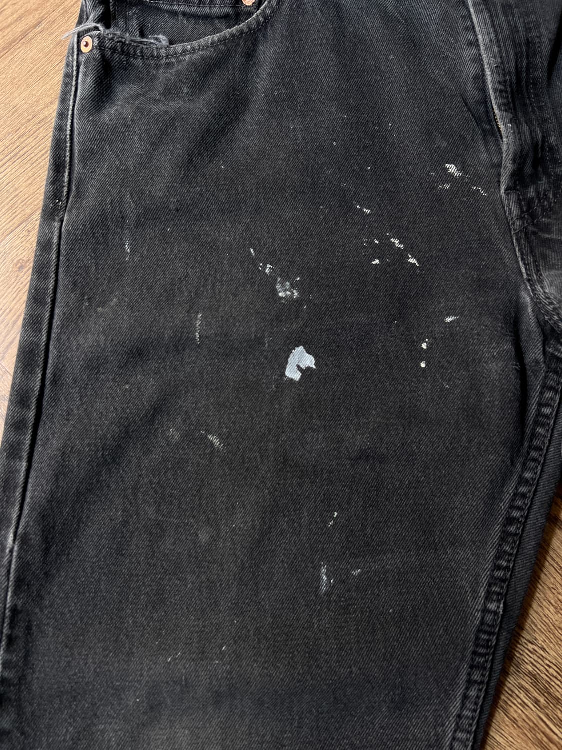[36]00's 리바이스 505 블랭크탭 빈티지 페인팅 흑청 데님 팬츠 상품이미지4
