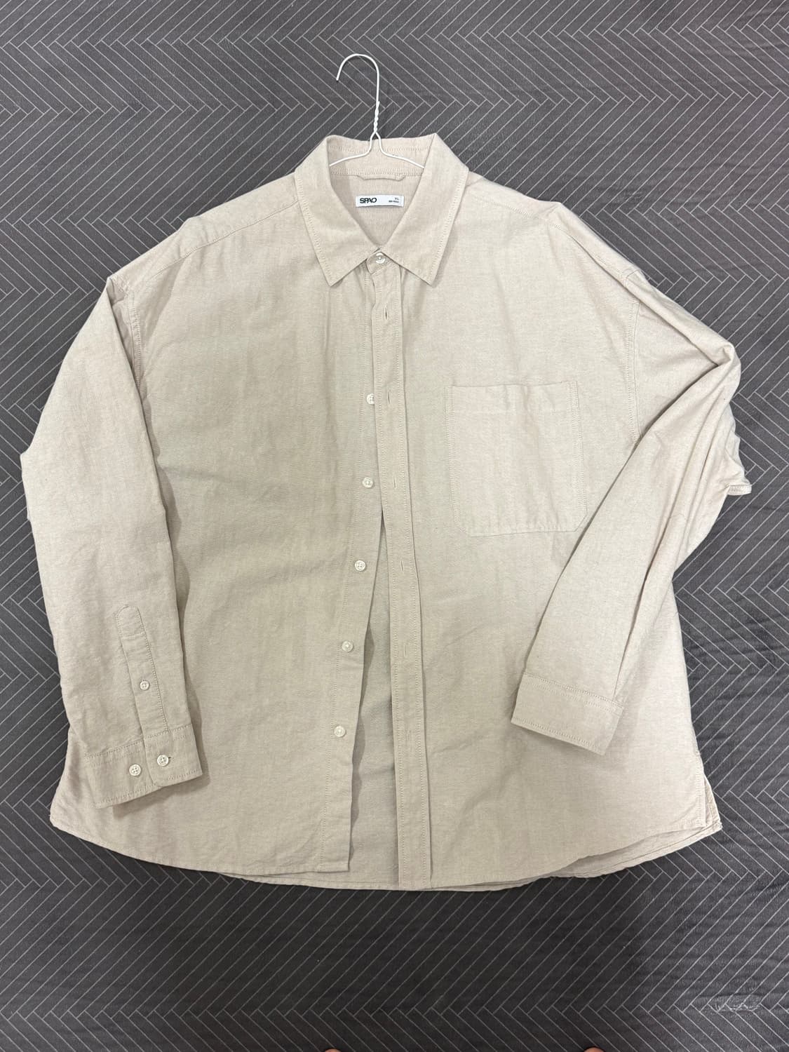 스파오 오버핏 옥스포드 셔츠 베이지 XL SPYWE23C51 상품이미지1