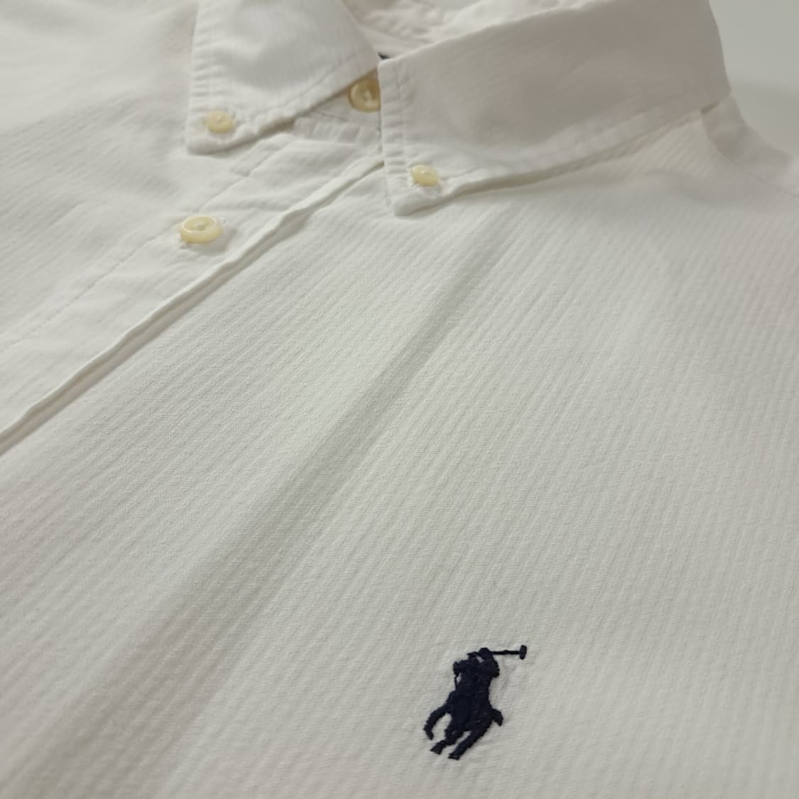 CK226 XL 폴로 시어서커 버튼다운 화이트 반팔 셔츠 남방 상품이미지4