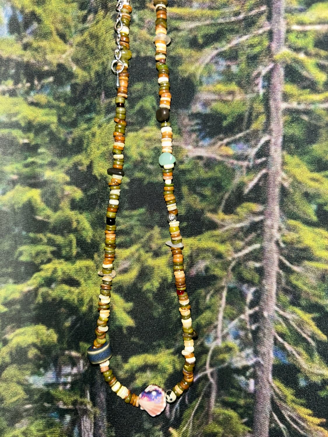 빈티지 비즈 우드 조개 목걸이 / wood clam necklace 상품이미지1