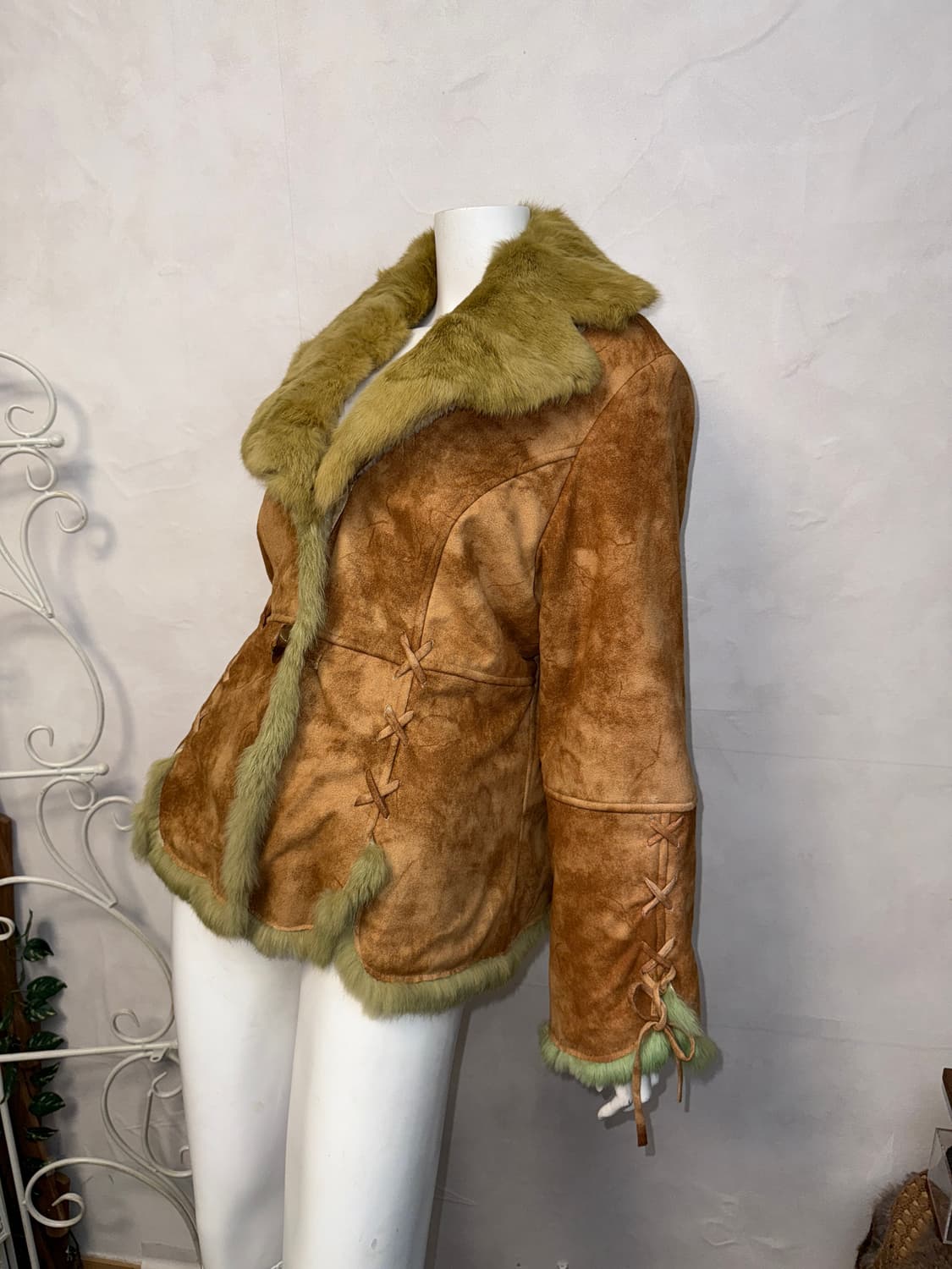 Brown tie dye rabbit fur laceup mustang 상품이미지6