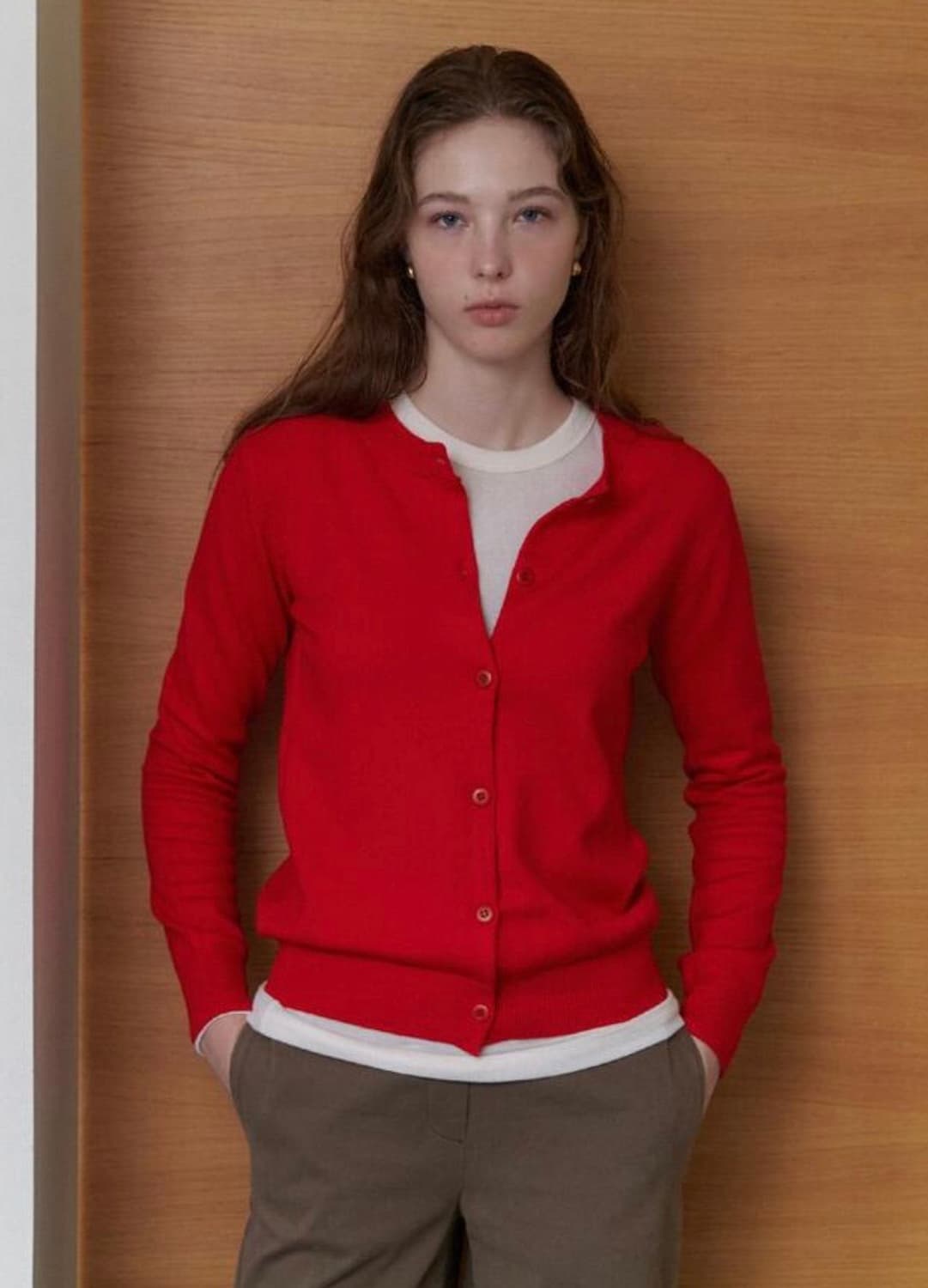 mohae 울 라운드 가디건 레드 상품이미지4