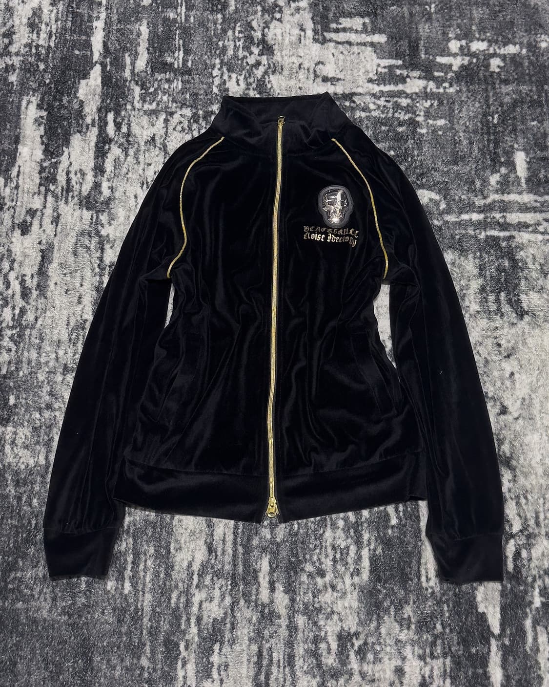 {Dia Star} Gold Skull Velvet Jacket 상품이미지3