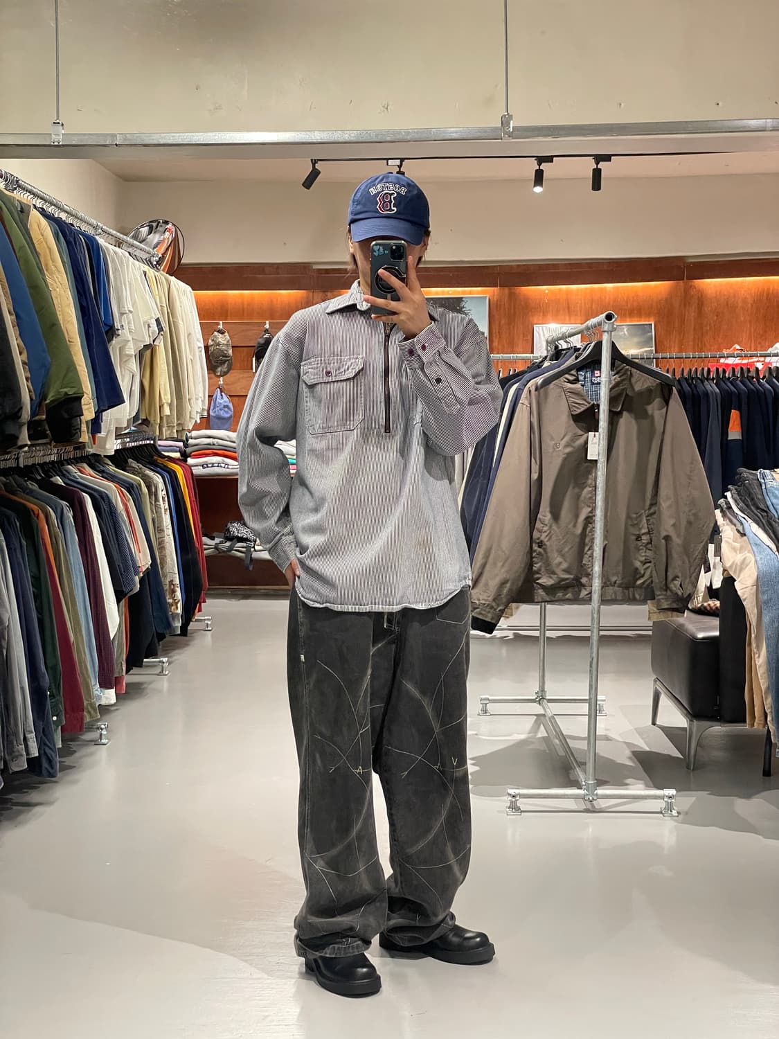빈티지 히코리 반집업 자켓   상품이미지1