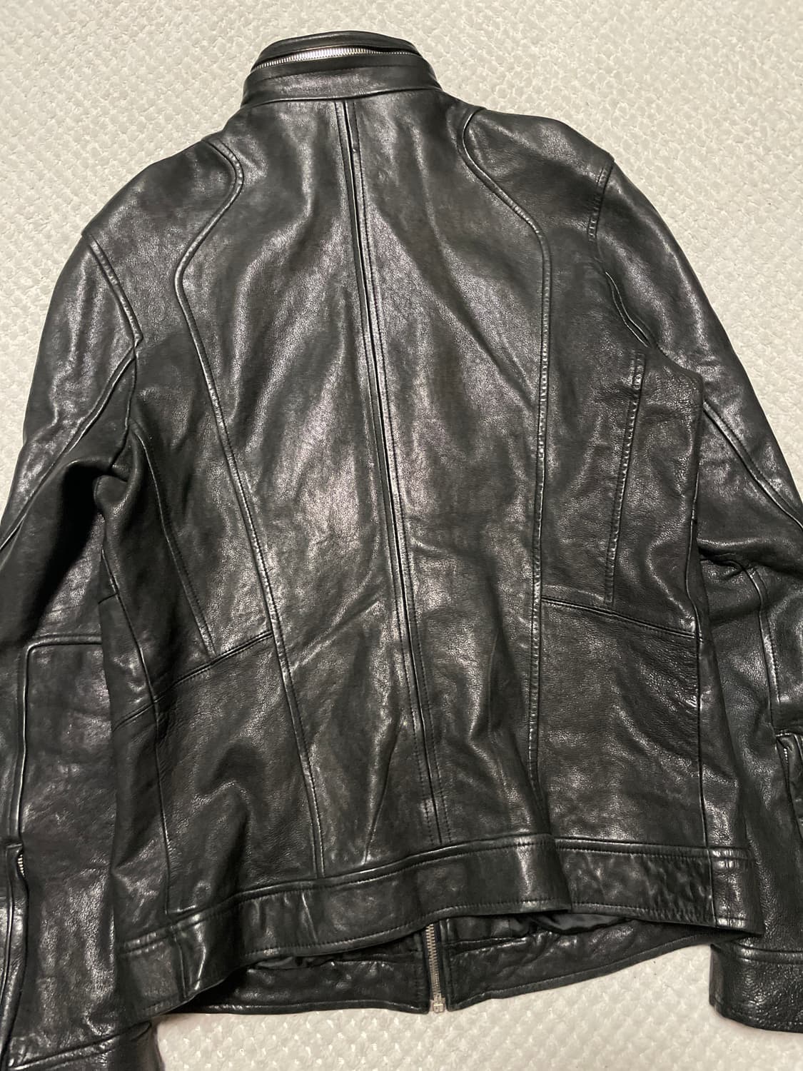 TEMPO HOMME 웨스턴 무드 램스킨 양가죽 지퍼라인 절개 레더  상품이미지8