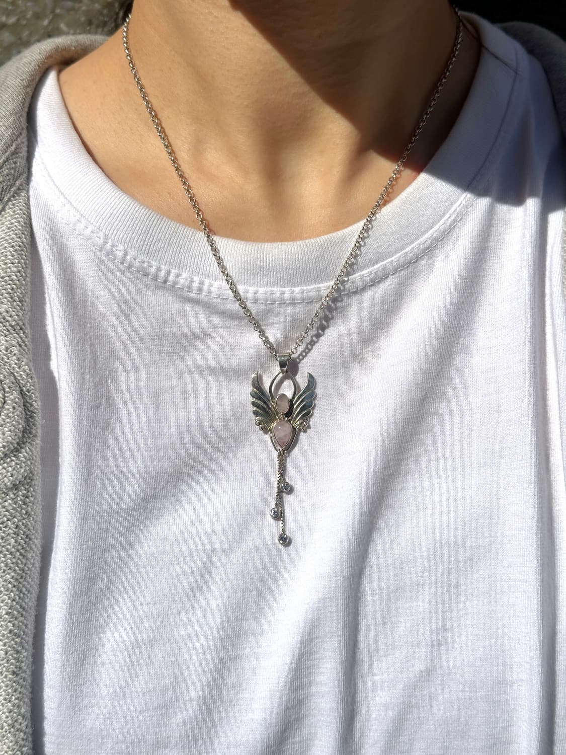 Vintage Angel Wing Rose Quartz Tassel 92 상품이미지5