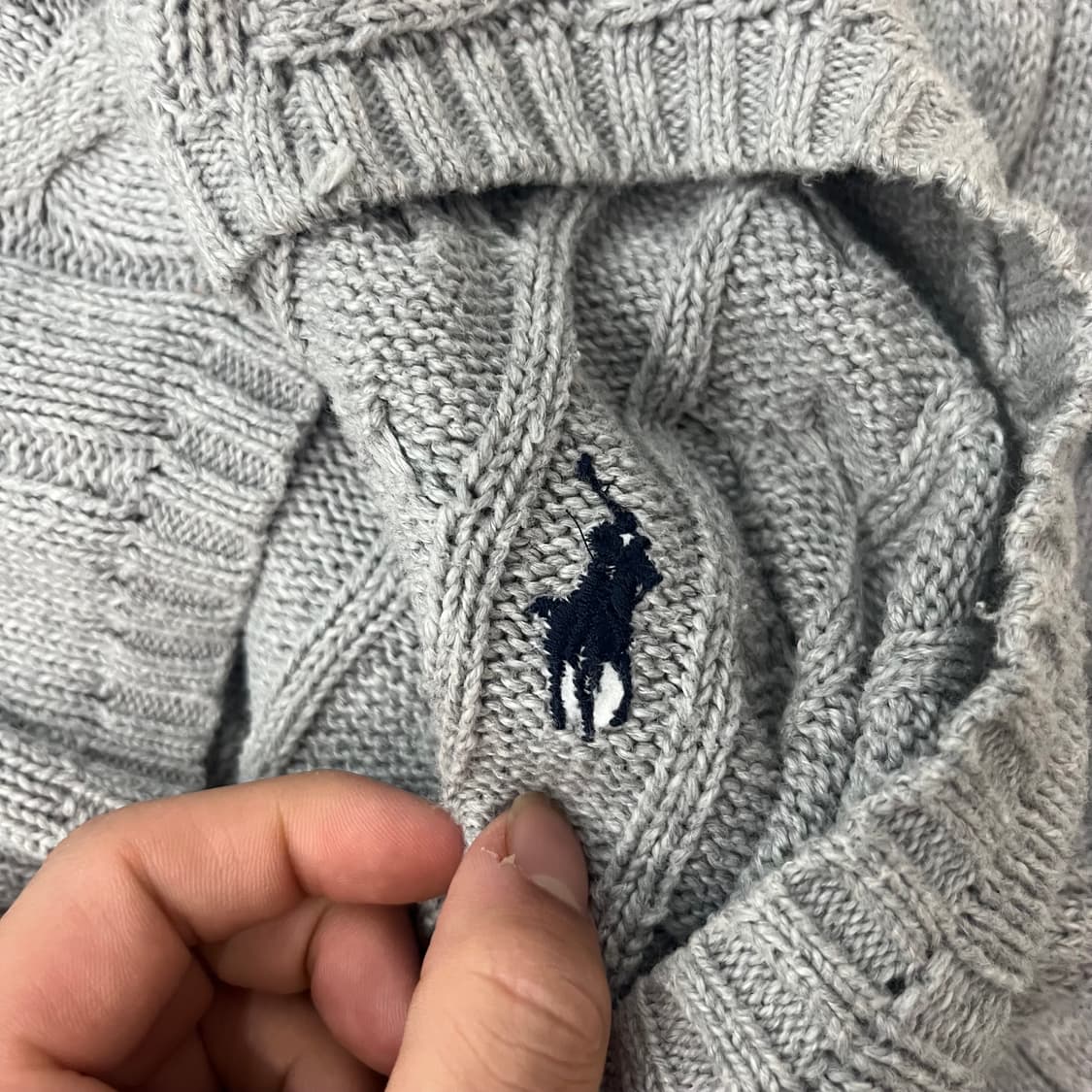 (QR정품) 폴로 그레이 케이블 니트 상품이미지6