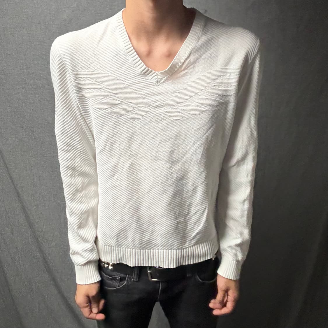 아르마니 익스체인지 로고 자수 브이넥 상품이미지2