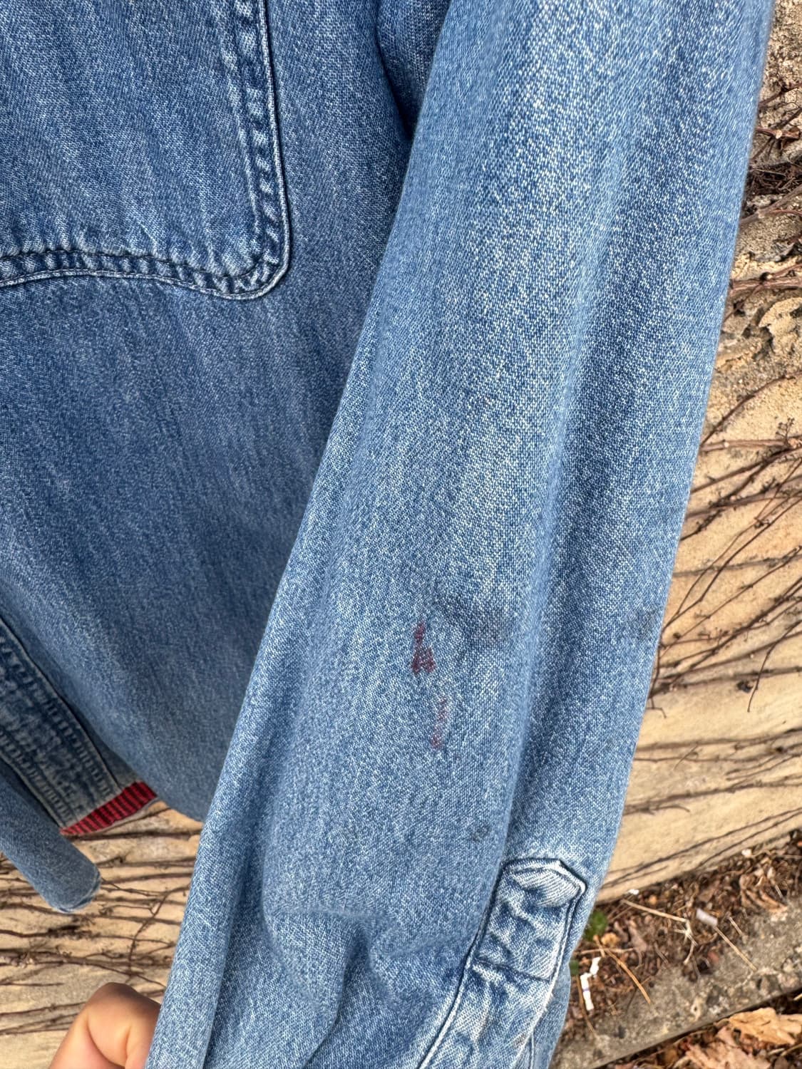 90s 엘엘빈 빈티지 체크 플란넬 안감 데님 셔츠 M 상품이미지6