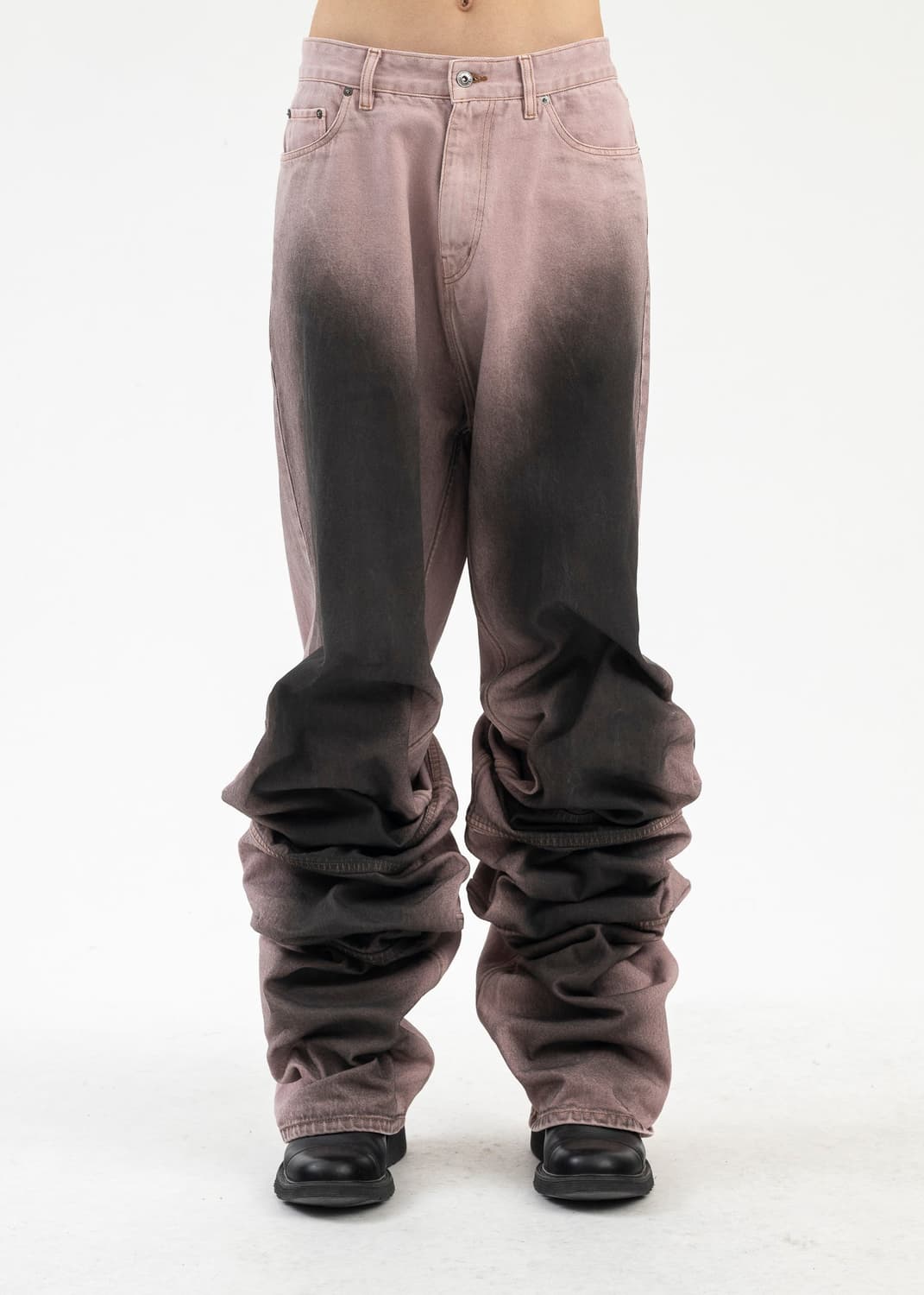 y/project 와이프로젝트 드레이프 커프 더티 오일 워시드 데님 핑크 상품이미지1