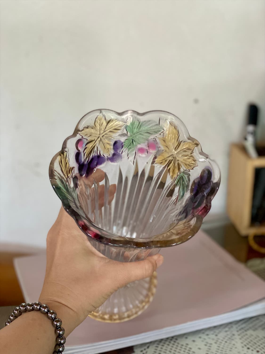 일본 소가글라스 빈티지 화병 유리 꽃병 오브제 상품이미지5