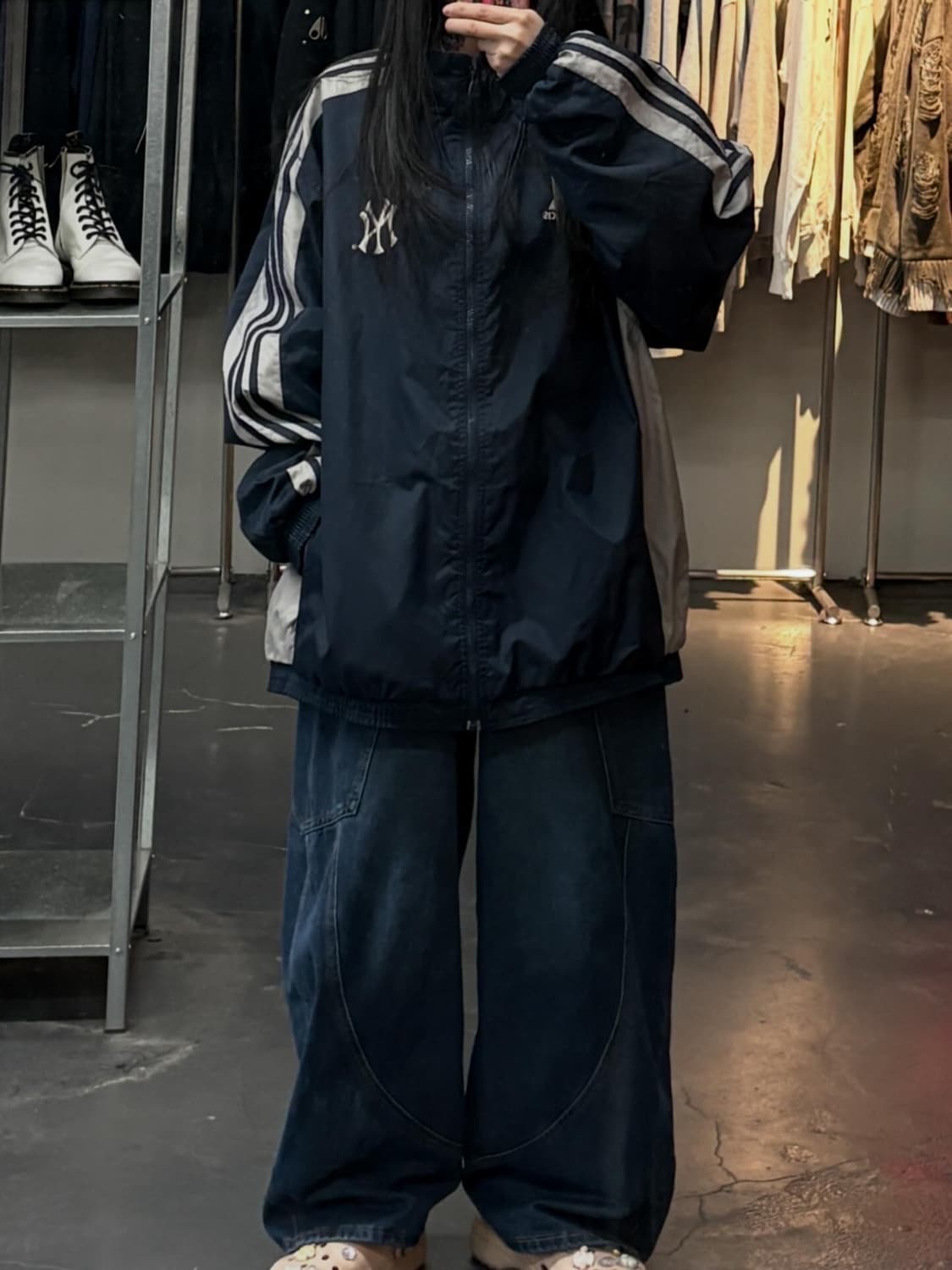 아디다스 뉴욕양키스 네이비 나일론쉘 바람막이자켓A3643  상품이미지1