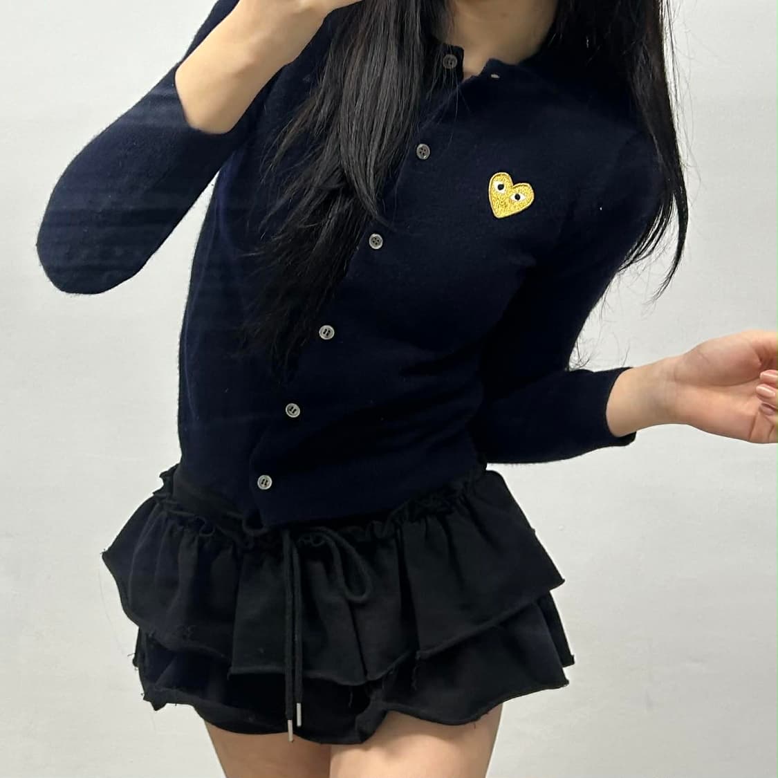 꼼데가르송 네이비 울 니트 걸즈 가디건(L) 상품이미지2