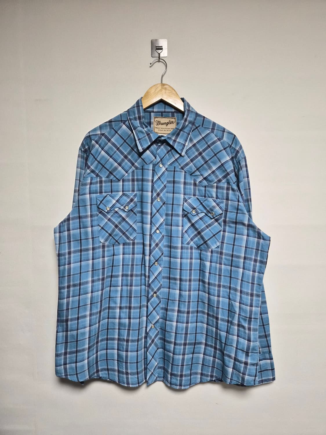 랭글러Wrangler 블루 체크 웨스턴 셔츠 XL - S370 상품이미지1