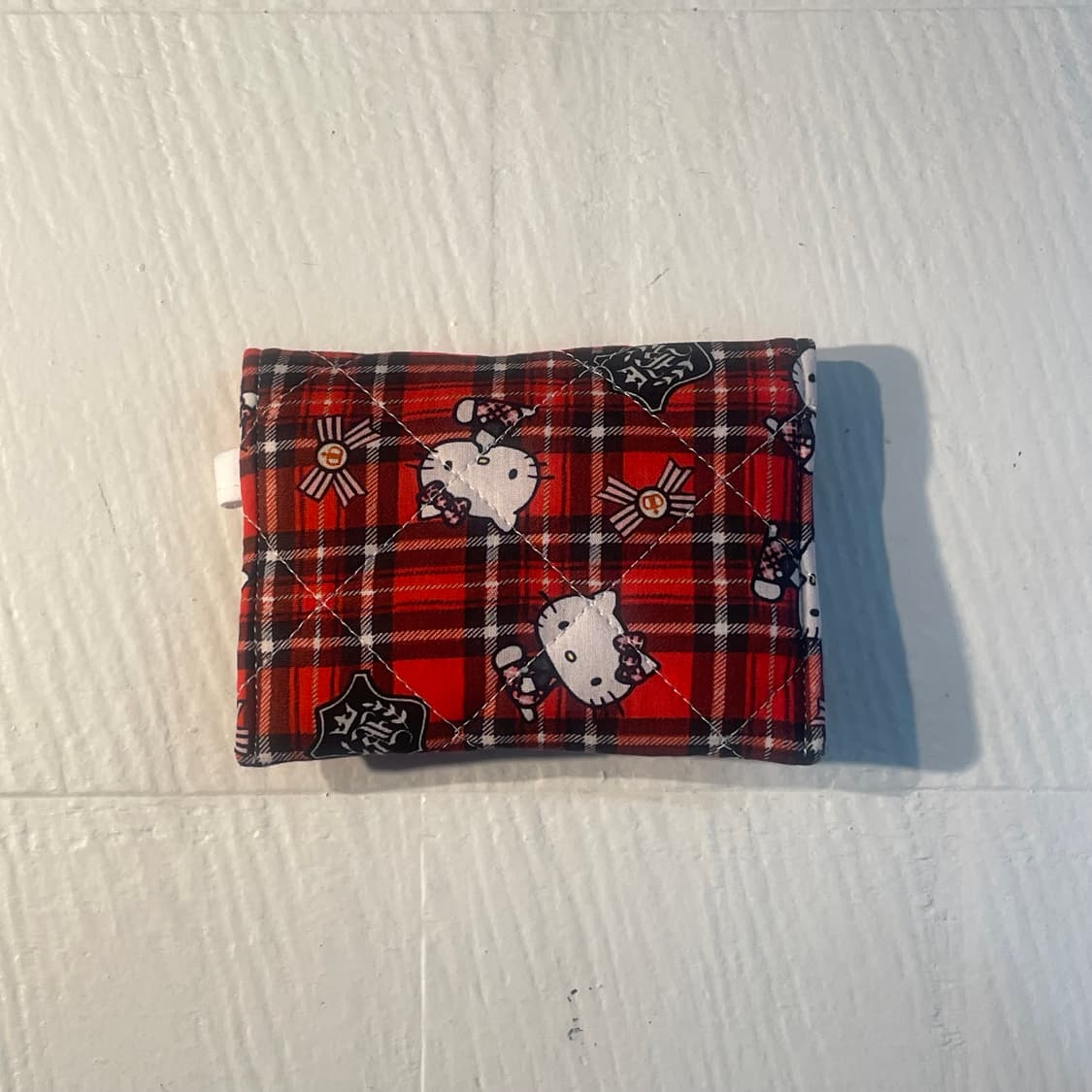 [ 핸드메이드 ] 헬로키티 레드 블랙 체크 원단 똑딱이 카드지갑 상품이미지4
