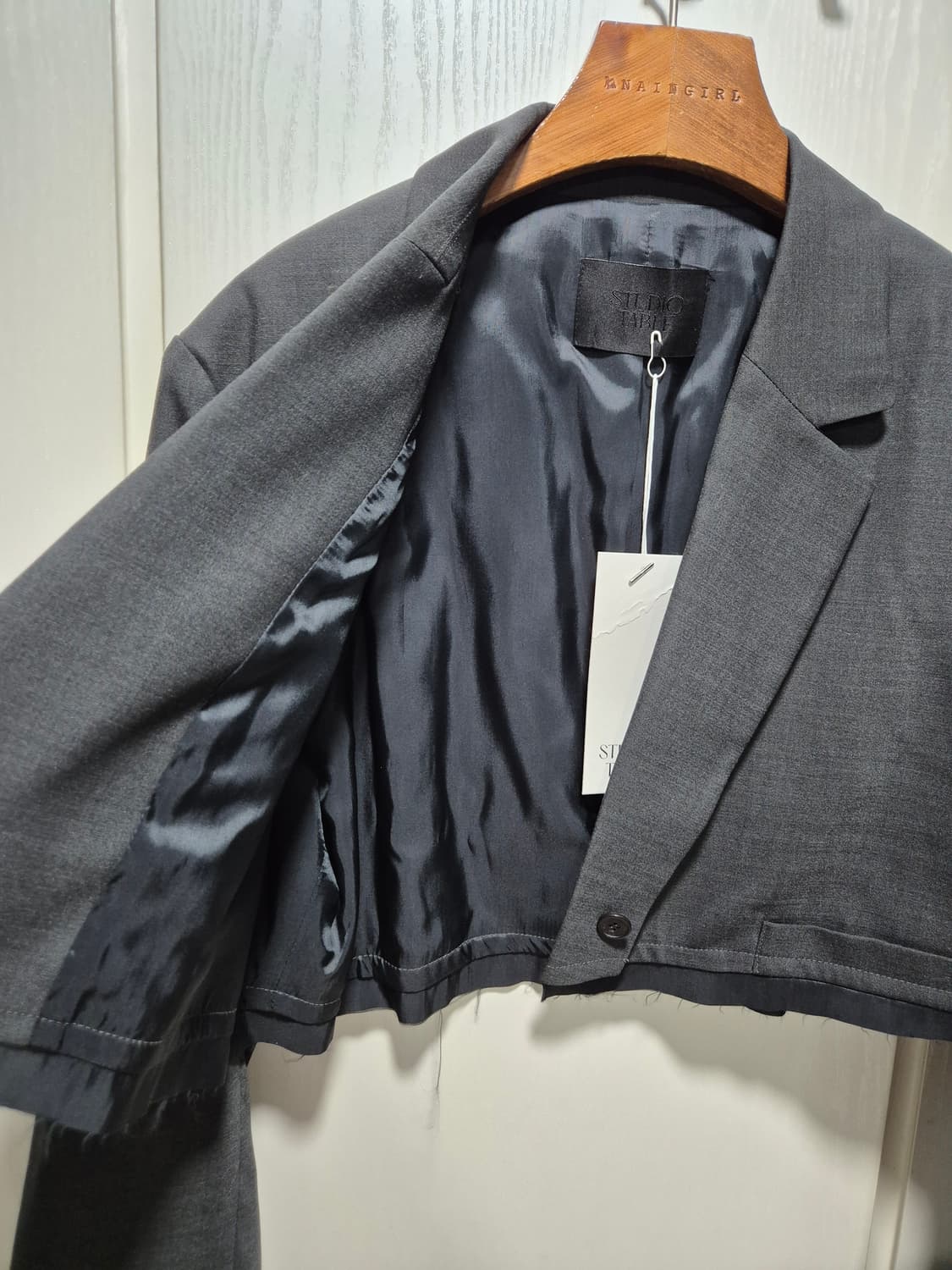 (세일)(새상품)스튜디오테이블 크롭 자켓 차콜 상품이미지7