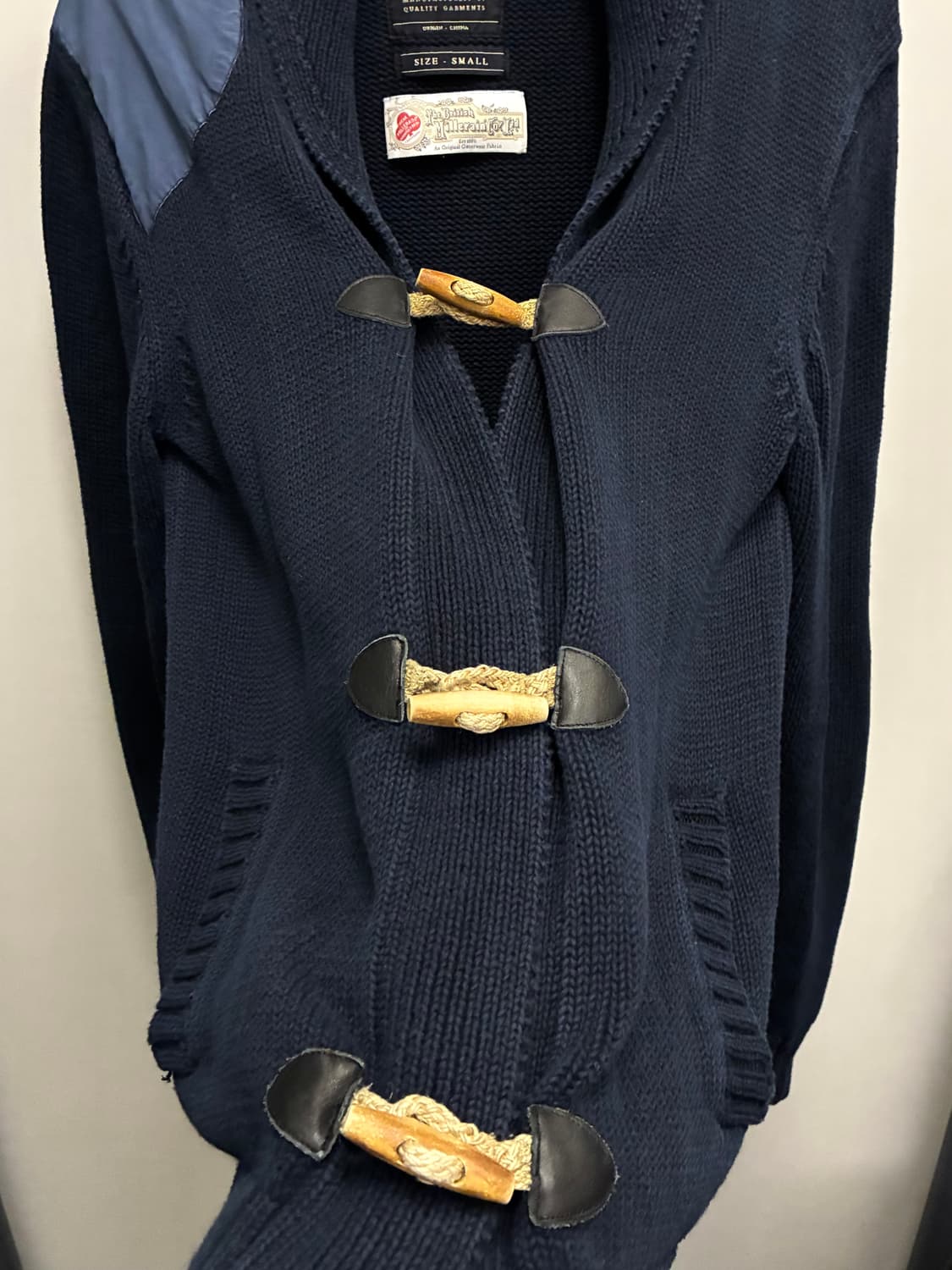 (S/100)올세인츠 스피탈필즈 엘보패치 토글 더플 숄카라 가디건 상품이미지4