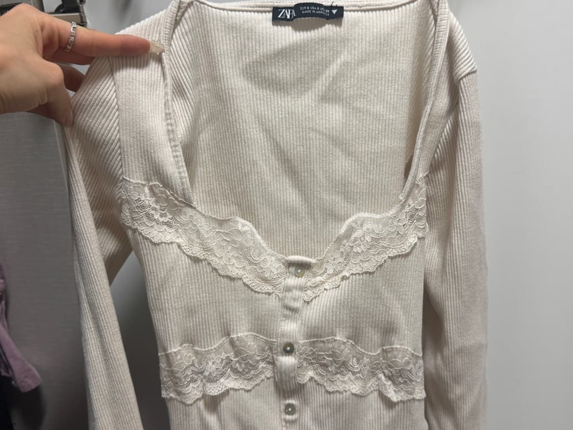 zara lace deep square-neck longsleeve 상품이미지2