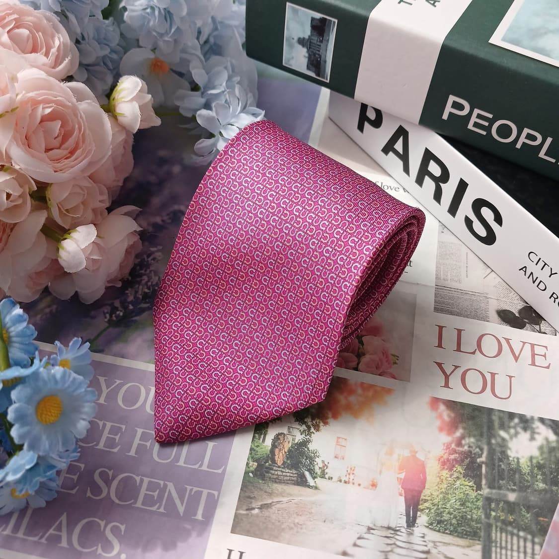 살바토레 페라가모 핑크 간치니 패턴 넥타이 8cm S~A+등급 E898
 상품이미지4