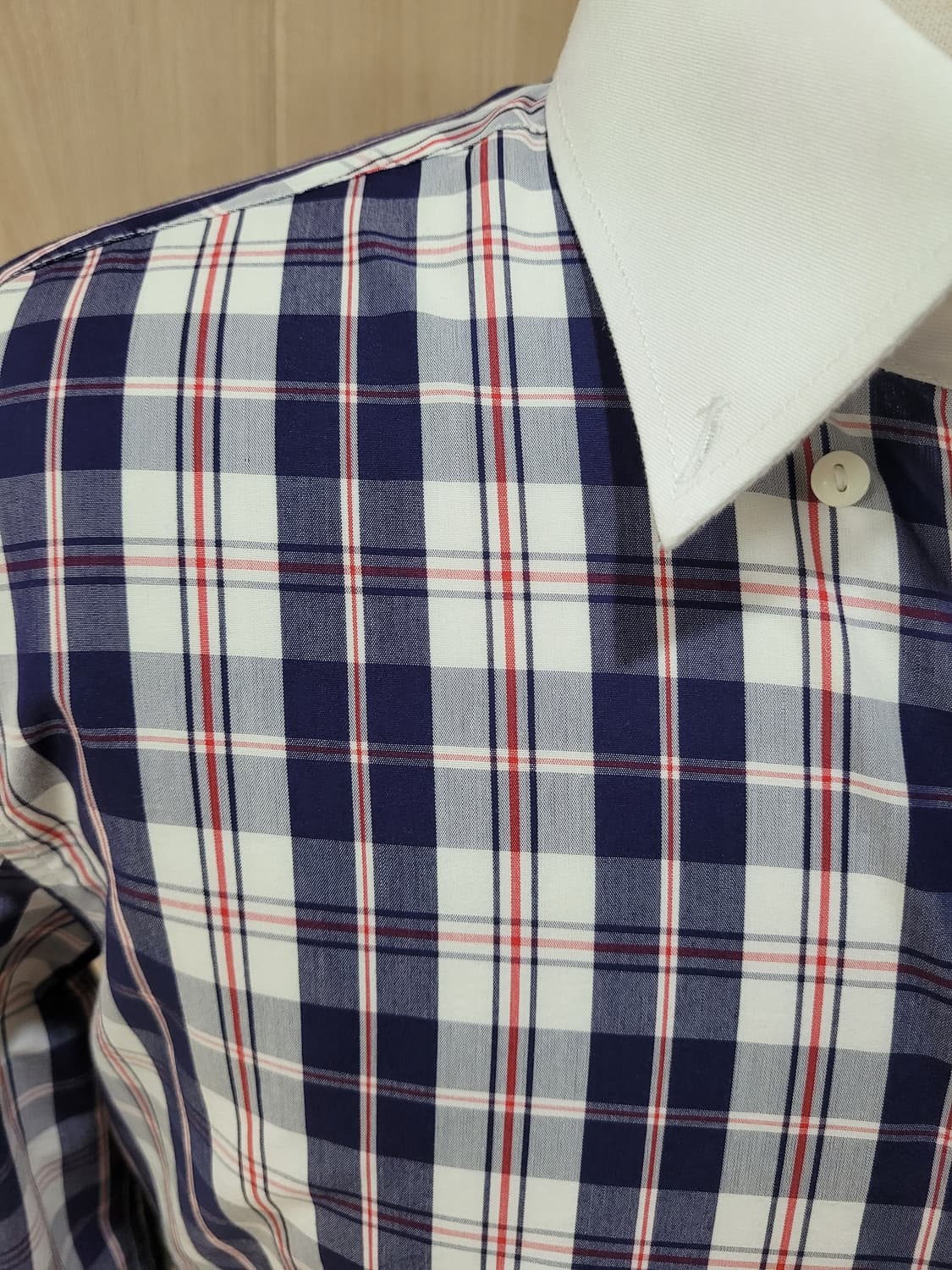 캘번 KELBURN 남자 7부 체크 셔츠 105 네이비 상품이미지3