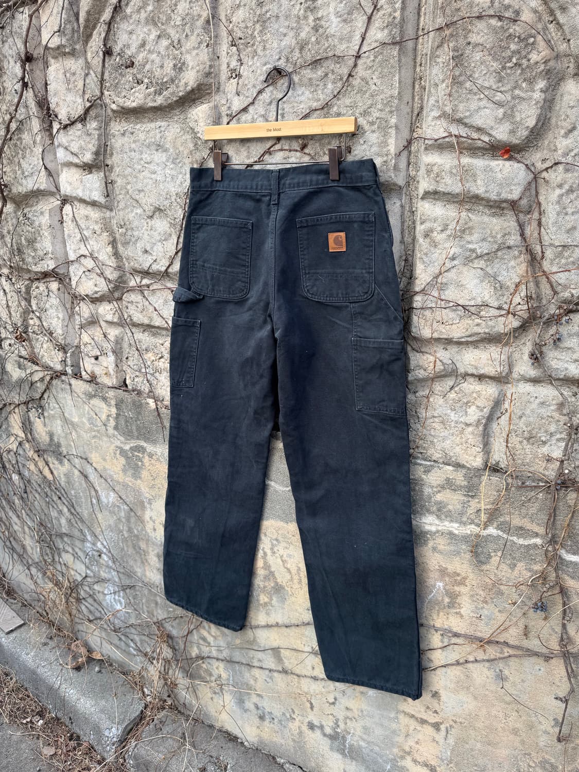칼하트 빈티지 b111 블랙 플란넬 안감 싱글니 카펜터 워크 팬츠 상품이미지4