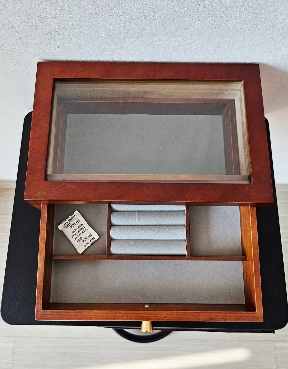 원목 2단 유리 보석함 브라운 (보관만 한 제품) 상품이미지8