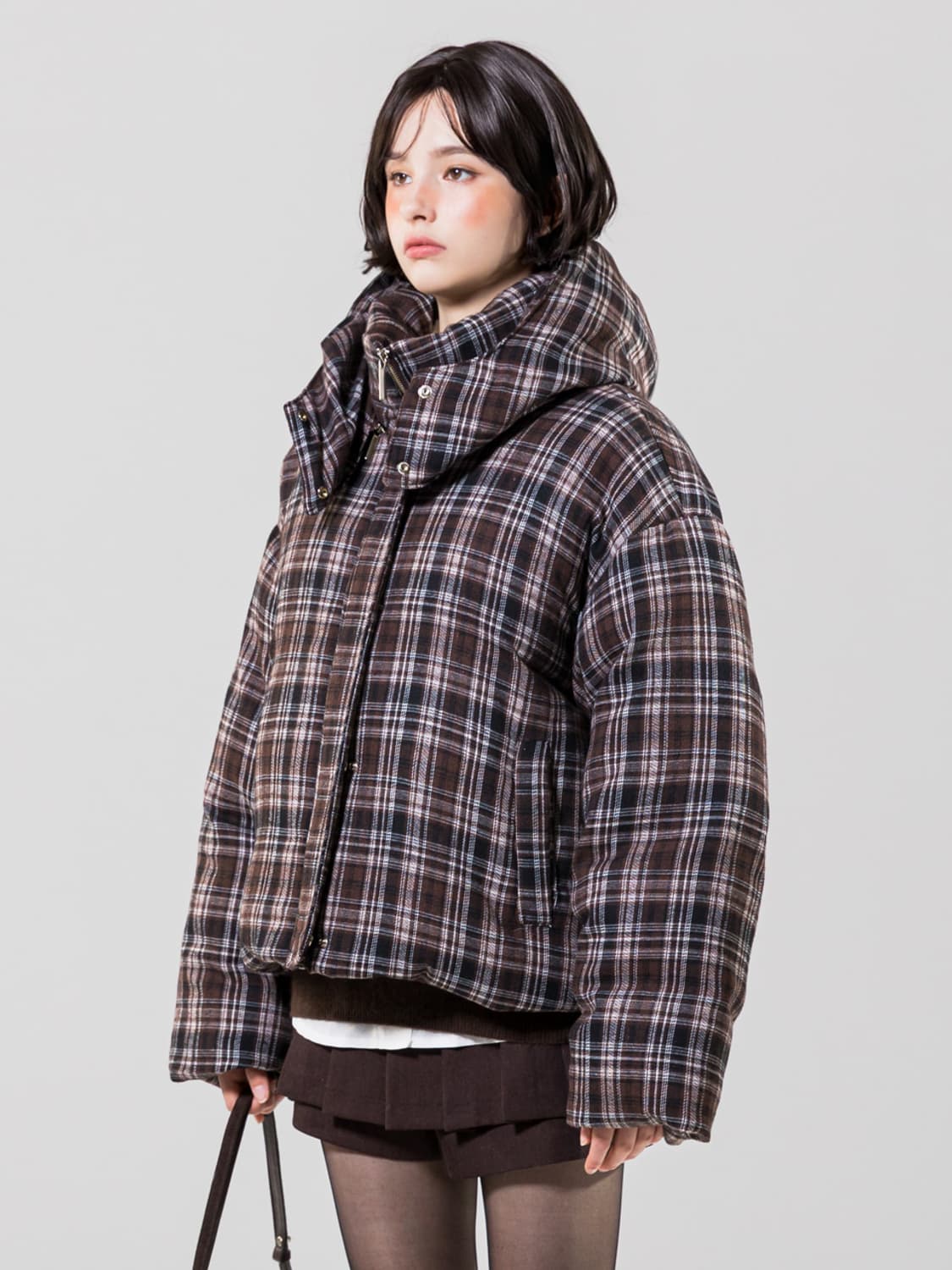 sy2c 오리털 체크 패딩 상품이미지1