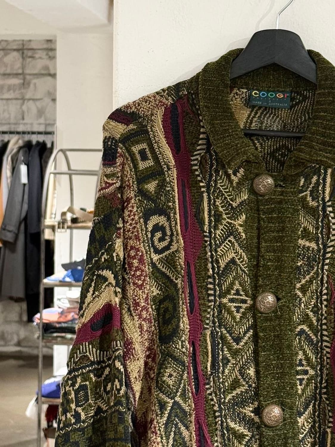 쿠지 그린 에스닉 멀티 케이블 버튼 가디건 상품이미지2