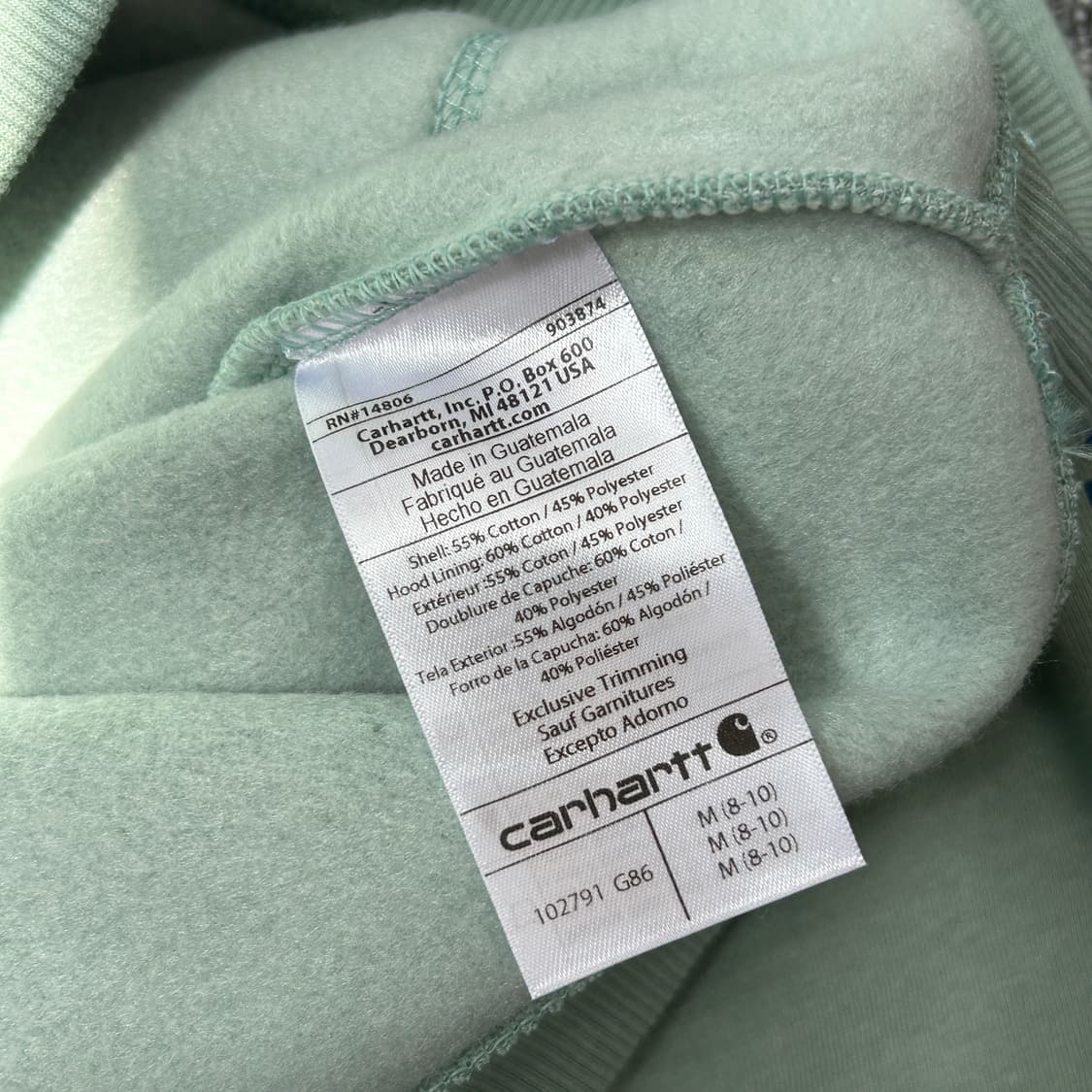 칼하트 민트 기모 후드티 상품이미지10