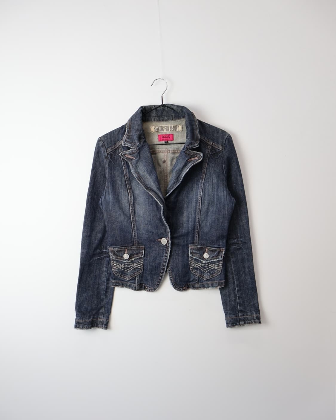 00s OZOC One Button Denim Jacket 상품이미지5