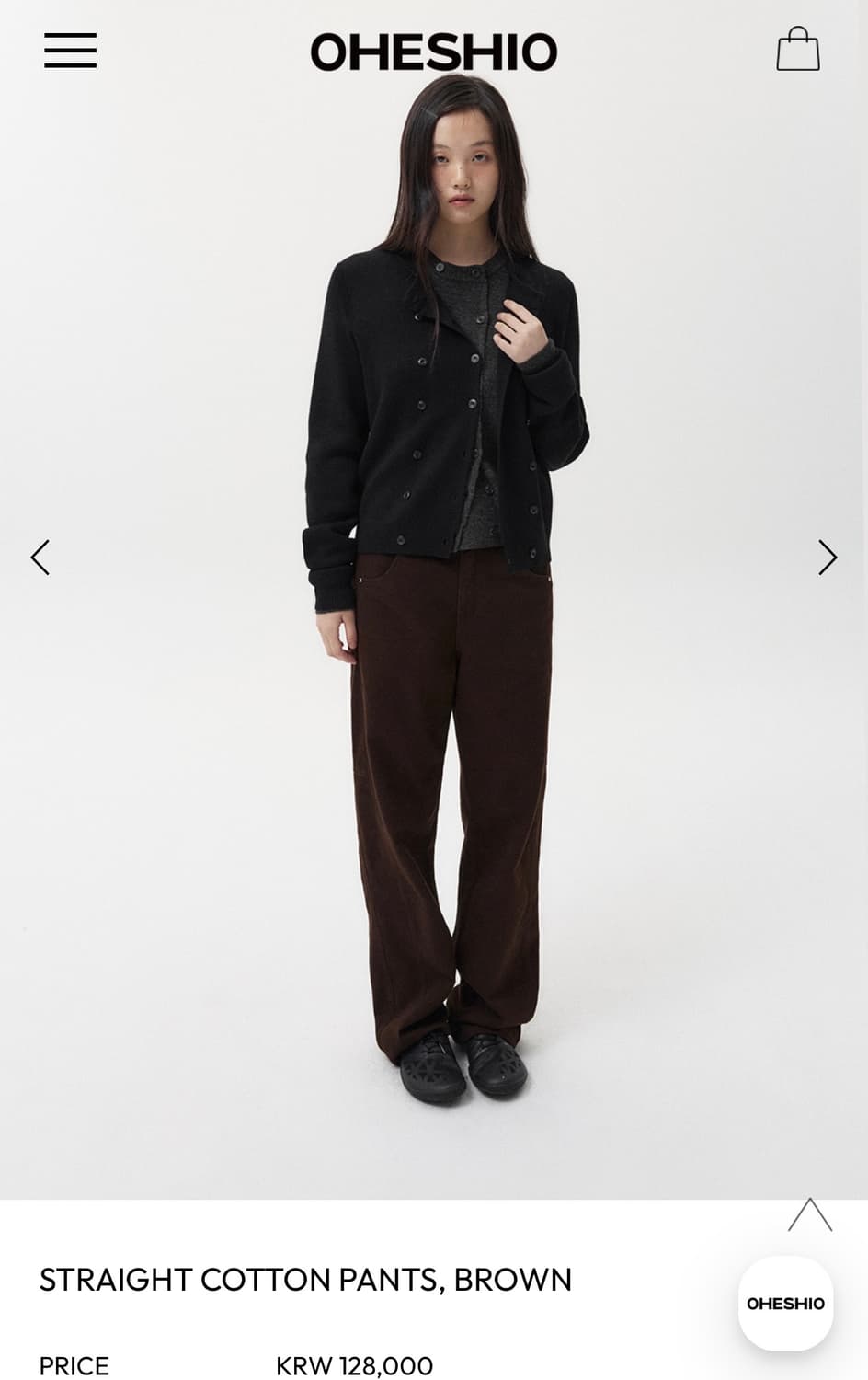 새상품) 오헤시오 스트레이트 코튼 팬츠 브라운 상품이미지2