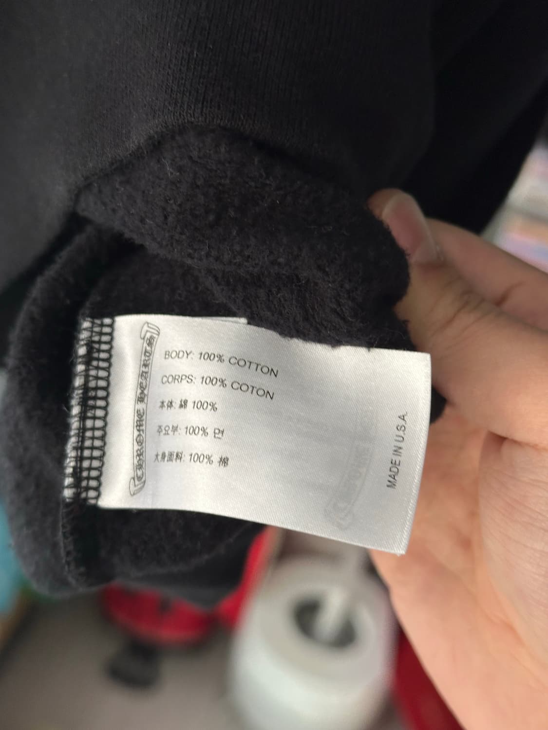 [L] 크롬하츠 홀스슈 플로랄 후드 블랙 판매합니다 상품이미지4