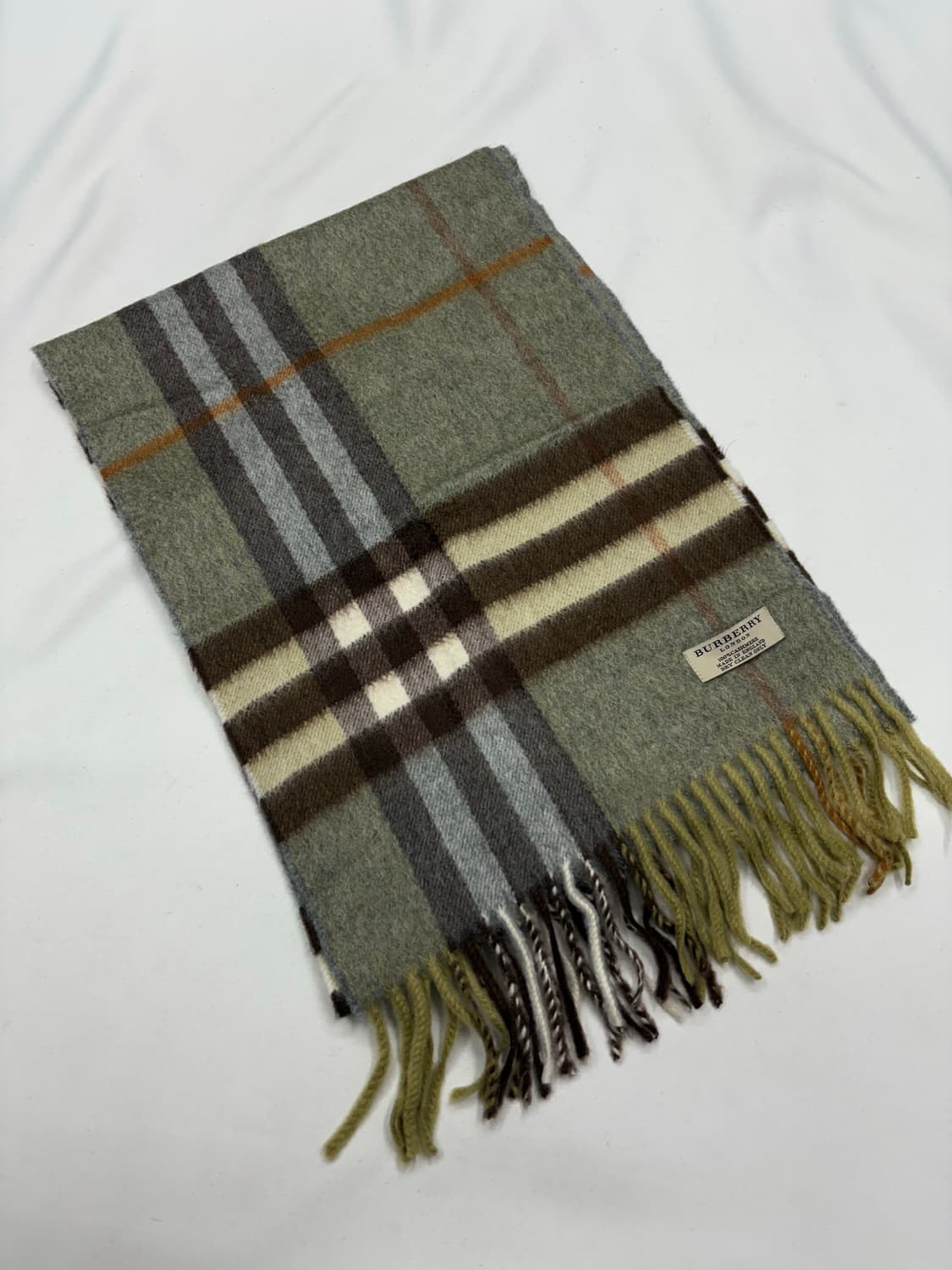 정품 Burberry 버버리 캐시미어 올리브 머플러 목도리 상품이미지2