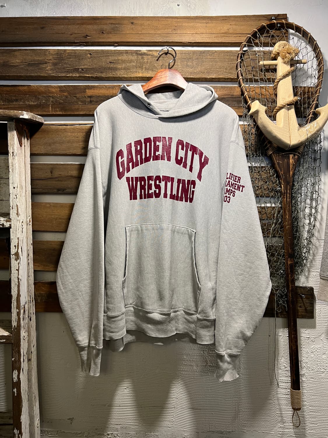[L]00's 챔피온 리버스위브 GARDEN CITY 레슬링 후드 티셔츠 상품이미지8