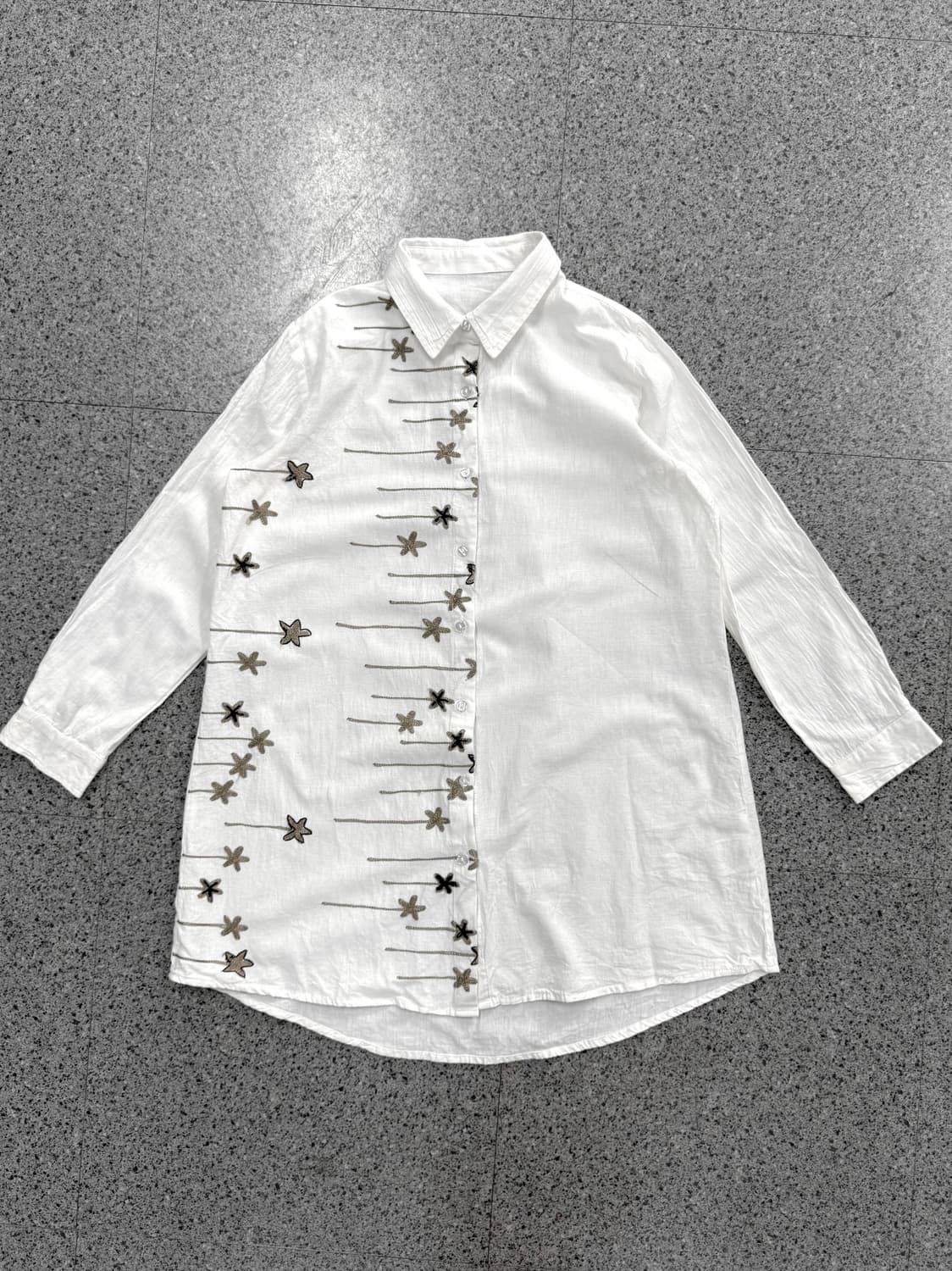 vintage floral stitch long shirt 상품이미지1