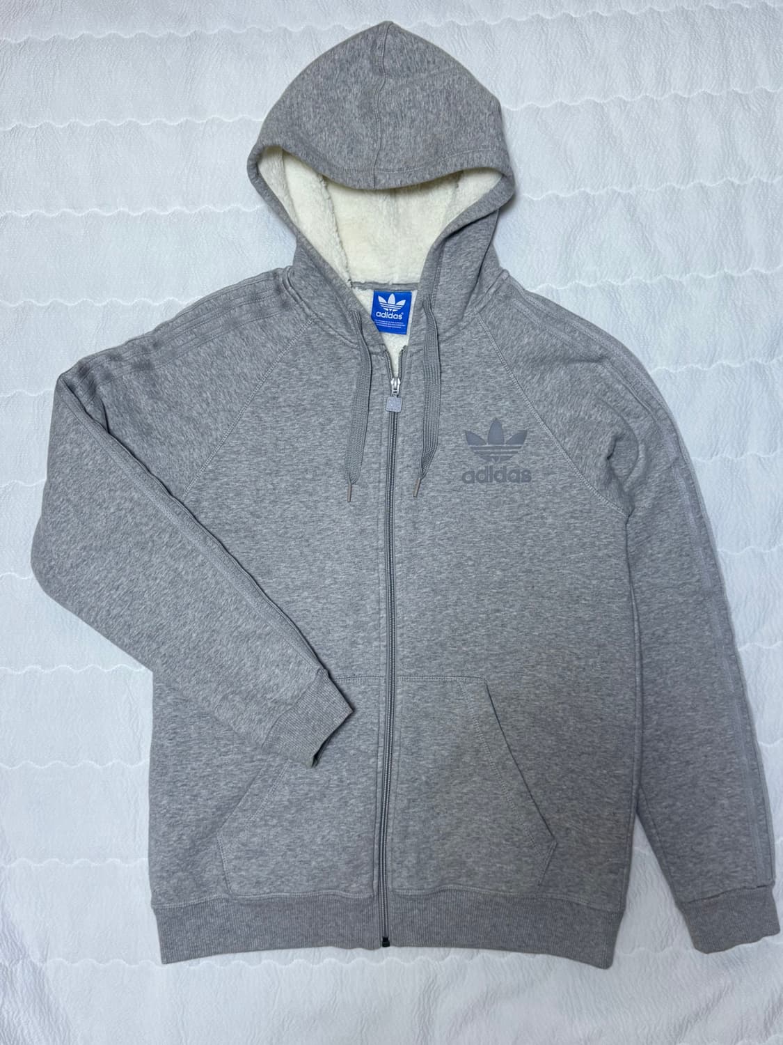 아디다스 기모 그레이 후드집업 상품이미지2