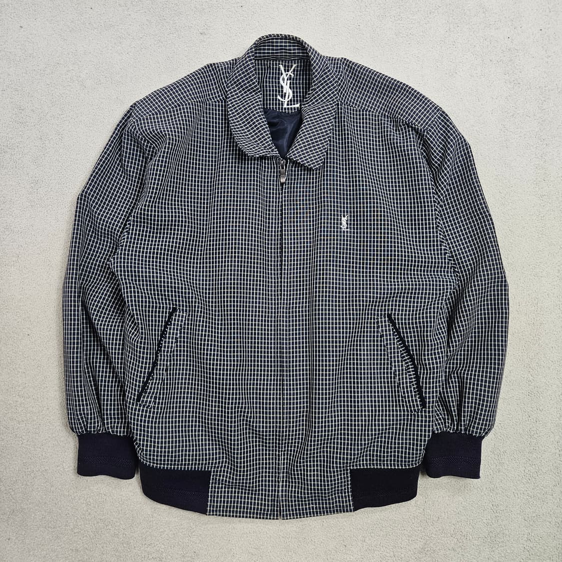 90s 입생로랑 체크 블루종 상품이미지2