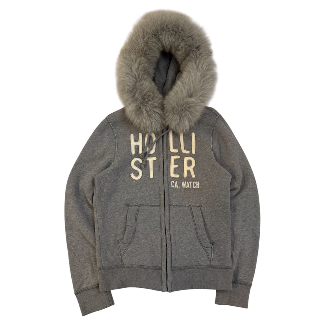 홀리스터 y2k 울프죠 퍼 후드집업 그레이 상품이미지1
