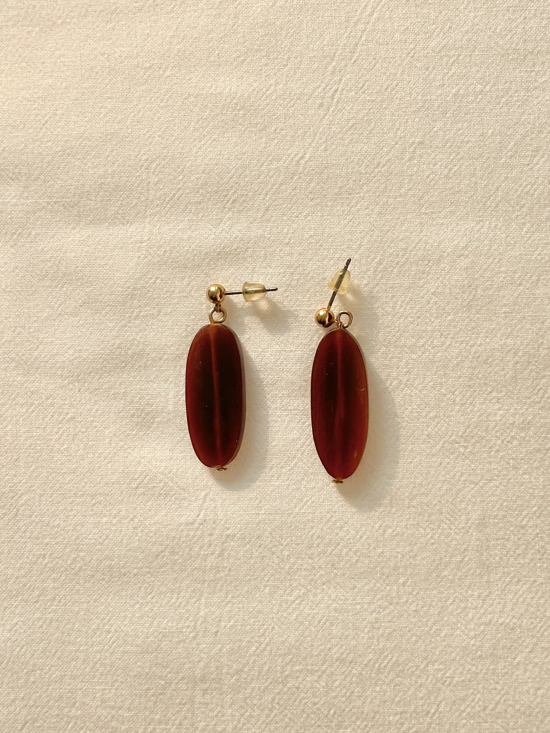 빈티지 클리어브라운 오벌 드롭 이어링 상품이미지1