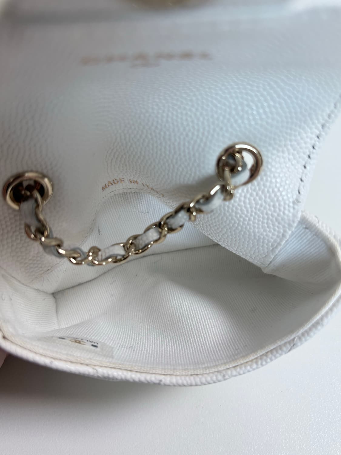 샤넬 캐비어 화이트 체인 벨트백 (내장칩버전) 상품이미지10