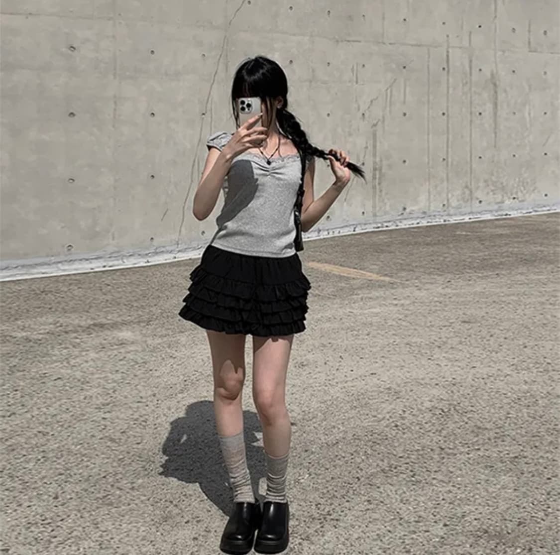 애니원모어 캉캉 치마바지 스커트 블랙 상품이미지1