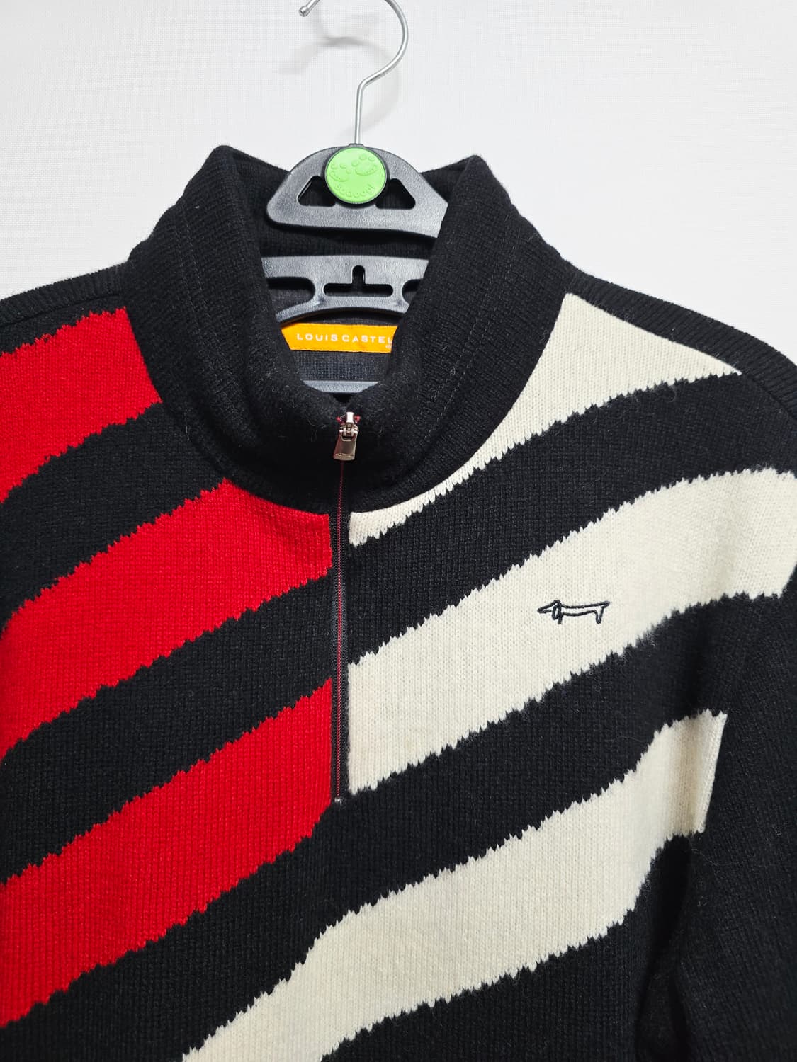 루이까스텔 블랙/레드 방풍 반집업 니트100 상품이미지2