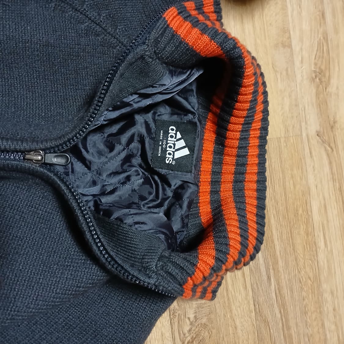 올드스쿨 아디다스 adidas 니트 누빔 점퍼 집업 자켓 패딩 상품이미지6