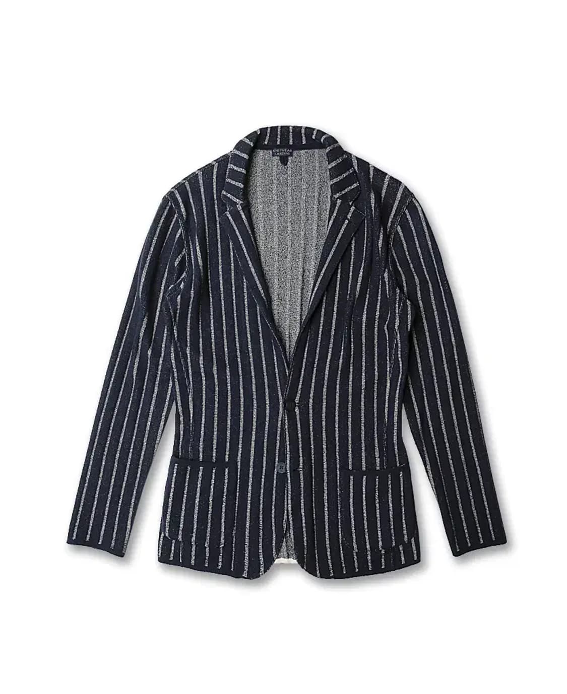 라르디니 [Lardini] 네이비 스트라이프 코튼 나일론 니트 자켓 상품이미지1