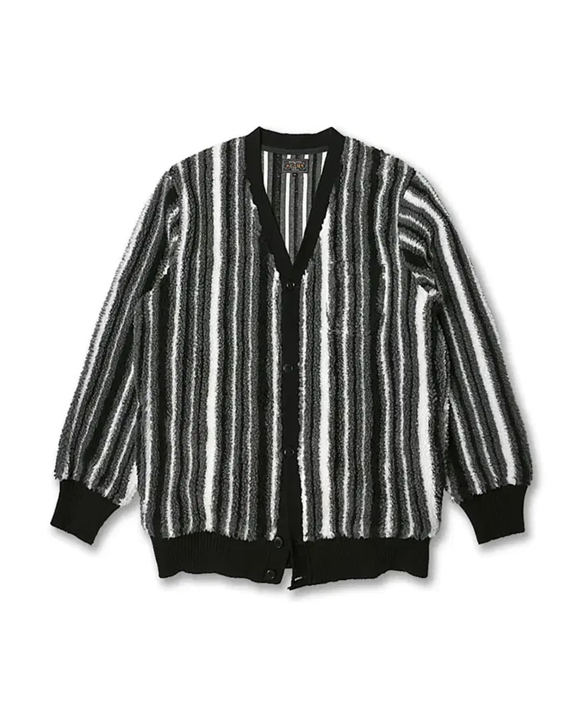 빔즈 플러스 [Beams +] 부클 스트라이프 브이넥 가디건 상품이미지1