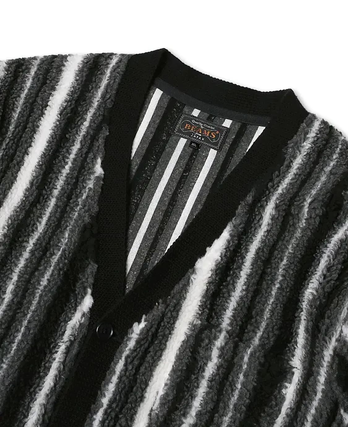 빔즈 플러스 [Beams +] 부클 스트라이프 브이넥 가디건 상품이미지2