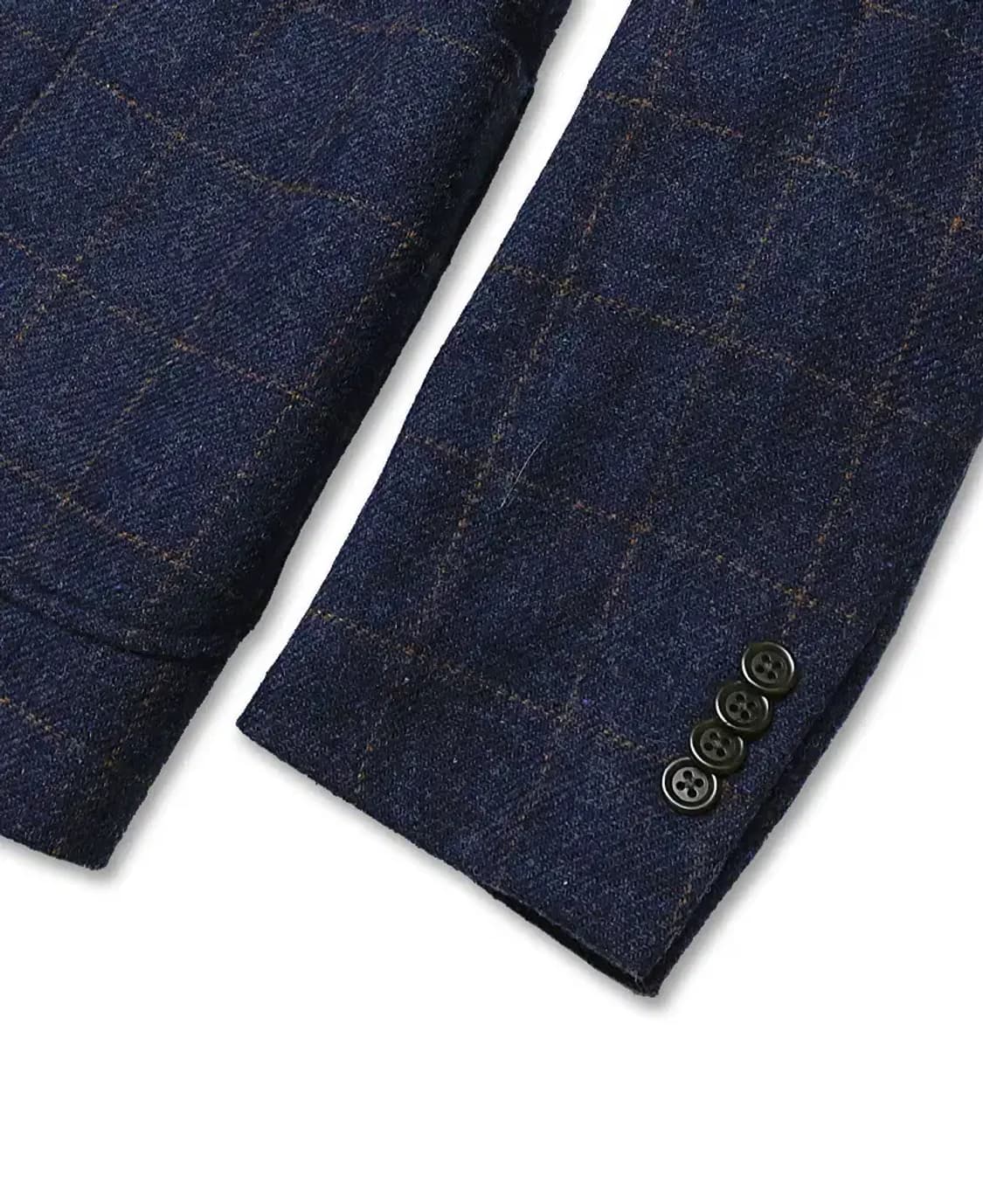 빔즈 하트 [Beams Heart] 울 체크 네이비 스포츠 자켓 상품이미지3