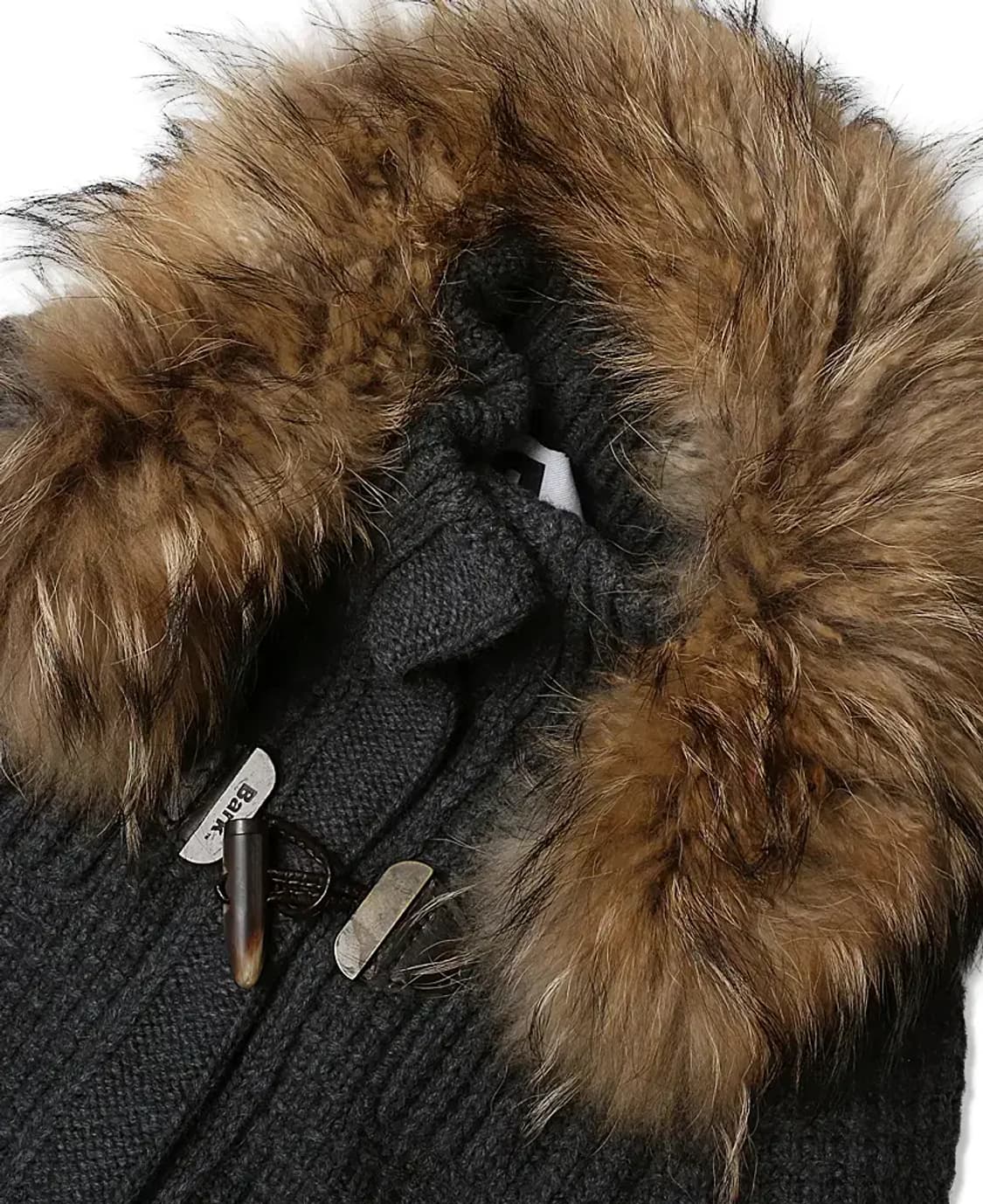 바크 [Bark] 차콜 울 후드 니트 더플 코트 상품이미지2